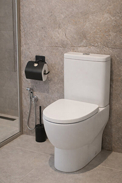 Alper Banyo حامل ورق التواليت مربع الشكل بغطاء أسود لاصق، حامل ورق التواليت، ...