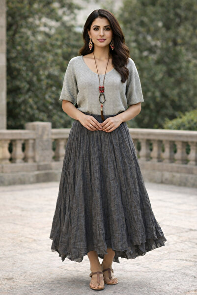 AGORATEKSTİL Combinație de fustă căptușită din bumbac și bluză mercerizată cu...