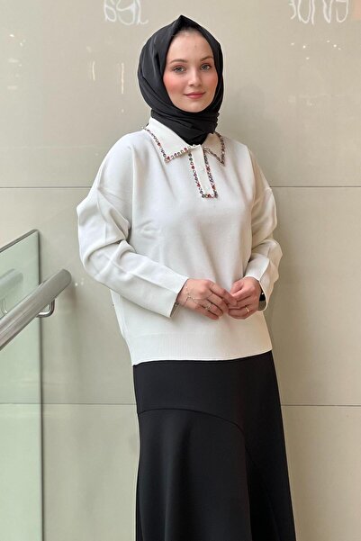 Ghisa Πλεκτό τούνικ με χρωματιστά πέτρινα γιακά πουκάμισου