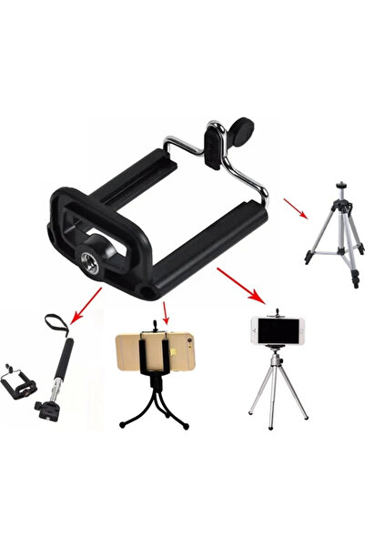 zeixpow Tripod Bağlantılı Telefon Tutucu Aparat Tripod Ve Selfie Çubuğu Bağla...