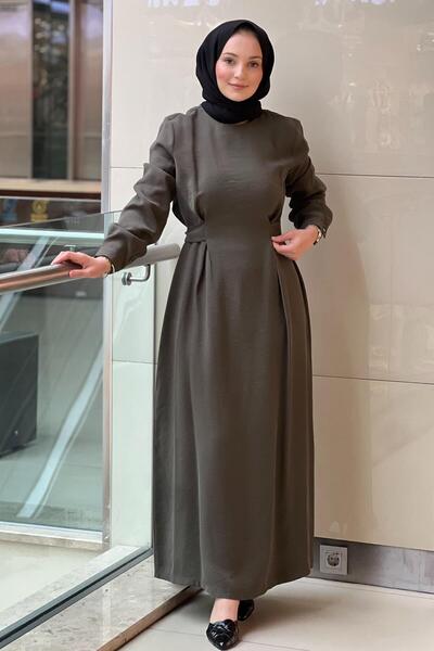 Nuss Pleated Belt Detailed Dress