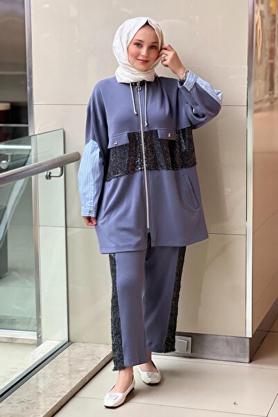 Ghisa Renkli Payet Detaylı Modal Pantolonlu Takım