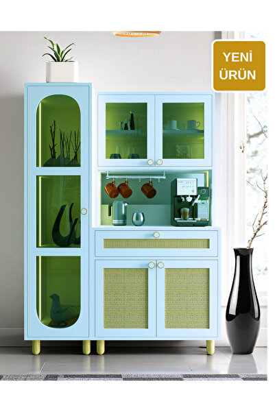 FLORADESİGN Ambiyans Kahve Köşesi Dolabı | Led Aydınlatmalı Dolap | Temperli ...