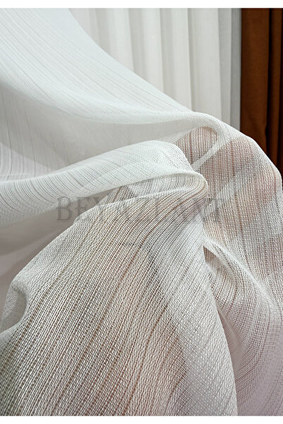 BEYAZLANT Simli İpek Soft Bambu Keten Ağır Dökümlü | 1/3 Sıkı Pileli Tül Perd...