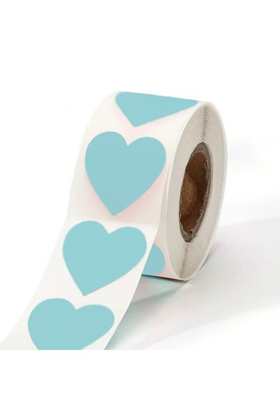hdcw 500 Pcs 2.5 cm Roll Adhesive Pastel Blue Heart Sticker Label Gift Packaging