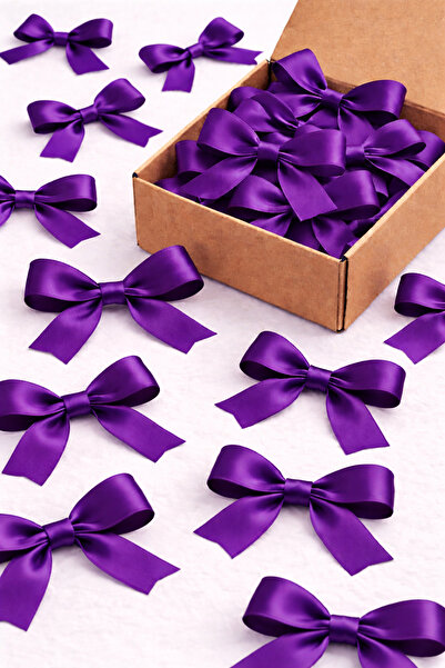 edalle 50 bucăți fundite mov din satin mici 10 mm realizate manual