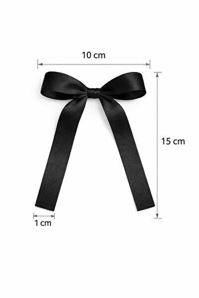 edalle 10 Adet (10mm) Uzun Siyah Saten Hazır Fiyonk | Doğum Günü, Pasta Süsleme, Duvar, Konsept Fiyonk Saten