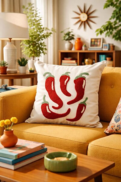 Pilloveland Punch Nakışlı Kırlent Kılıfı - 43*43 Cm - Spicy - PNK001