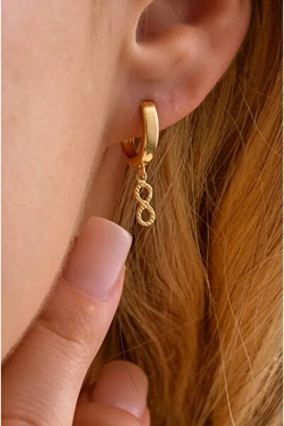 YCL JEWELLERY 8 Ayar (ÇİFT) Altın Halka Sonsuzluk Küpe