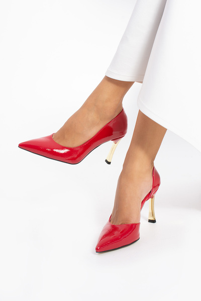 Güllü Shoes Stiletto din piele vegană din piele roșie - Pentru ocazii zilnice...