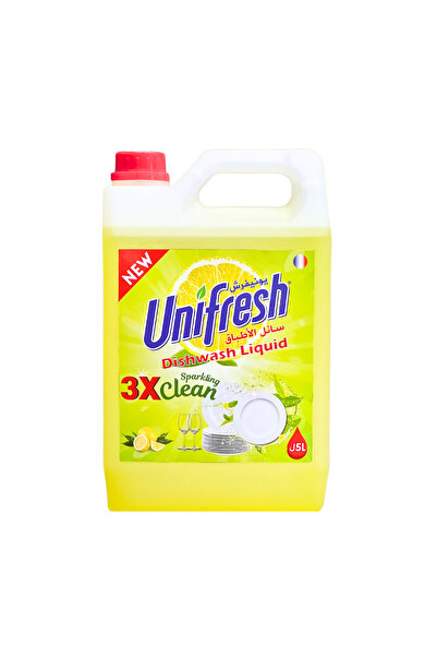 UNIFRESH سائل غسيل الأطباق الأصفر ٥ لتر - أطباق نظيفة لامعة برائحة الليمون ال...