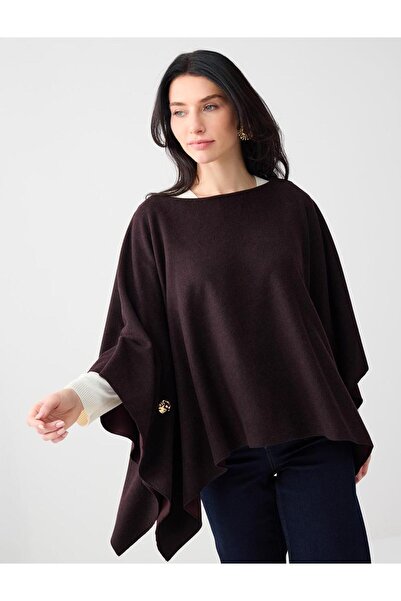 Jimmy Key Kahve Melanj Kayık Yaka Yarasa Kol Yumuşak Dokulu Bluz