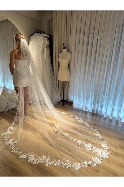 enb Çiçek desenli duvak