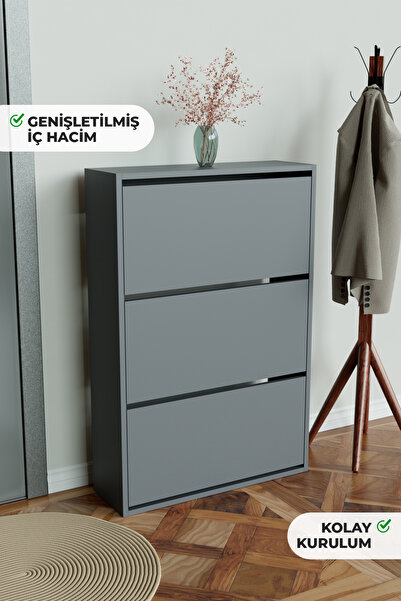 Hediyeler Kapında 3 Bölmeli Liovian Düşer Kapak Ayakkabılık