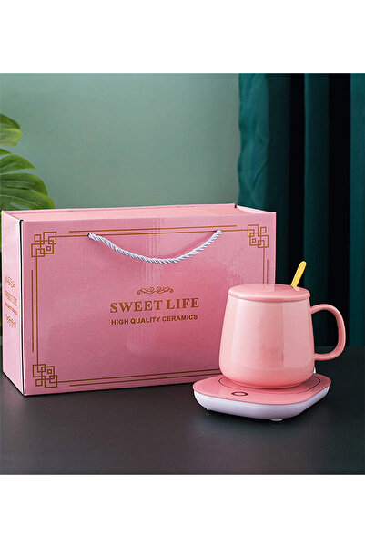 Trendmiya كوب سعة 350 مل مع سخان يو إس بي باللون الوردي