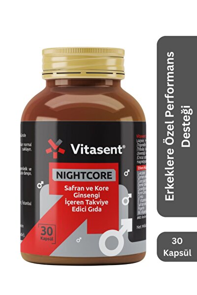 VİTASENT Nightcore Erkeklere Özel Takviye 30 Kapsül – Safran, Kore Ginsengi, ...