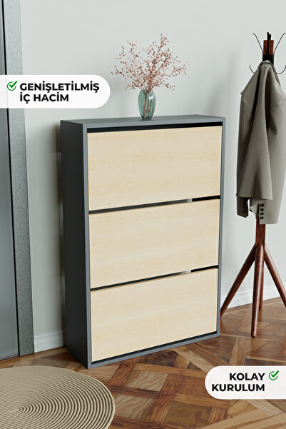 Hediyeler Kapında 3 Bölmeli Liovian Düşer Kapak Ayakkabılık