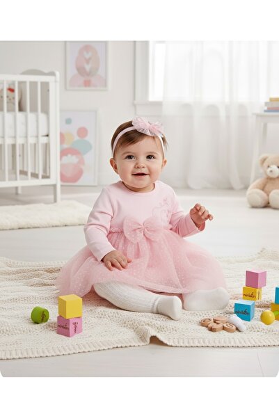 MİNİBORN Luxury Baby Girl Dress with Lace Detail