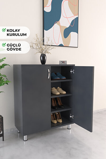 Hediyeler Kapında 4 Raflı Ayakkabı Dolabı Antre Hol Çok Amaçlı Ayakkabılık An...