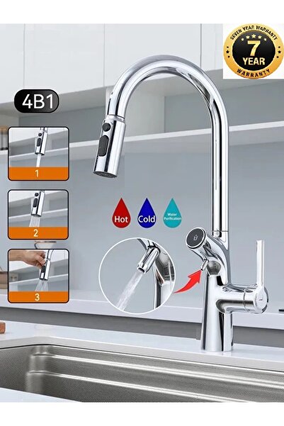 OEM صنبور مطبخ منزلي مع 3 وظائف، صنبور مياه حلزوني، مع منفذ لتنقية المياه، ضم...