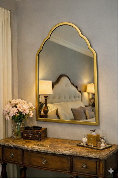 MKS Design 50x80 Kubbe Ayna / Asimetrik Duvar Dekoru / Asimetrik Ayna / Konso...