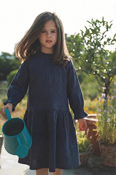 Cigit Organik Müslin Elbise 2-10 Yaş Lacivert