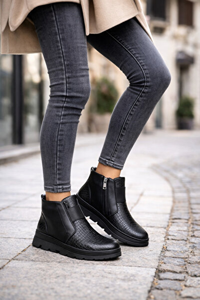 POTEEN Pantofi confort pentru femei din piele naturală crocodil-piele lacuită...