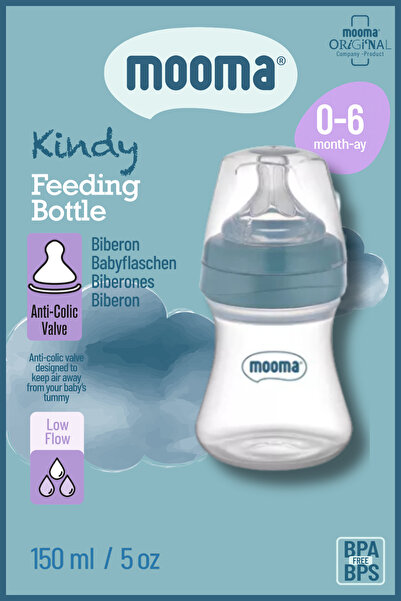 MOOMA Kindy Antikolik PP Biberon 150 ml 0–6 Ay (Yavaş Akış) – Bowl Blue | BPA...