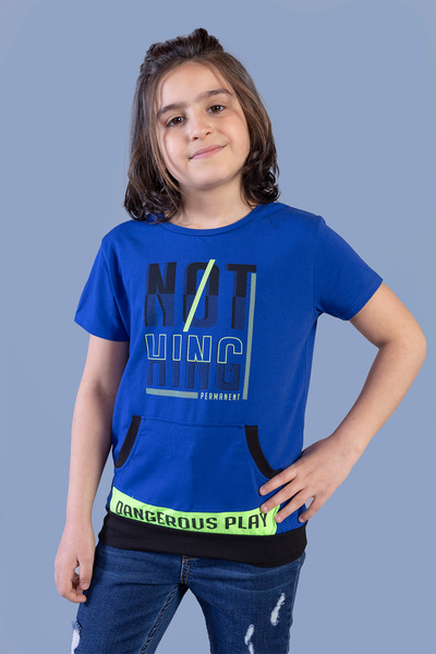 Toontoy Tricou cu mânecă scurtă, cu buzunare și decolteu tip bicicletă, cu im...