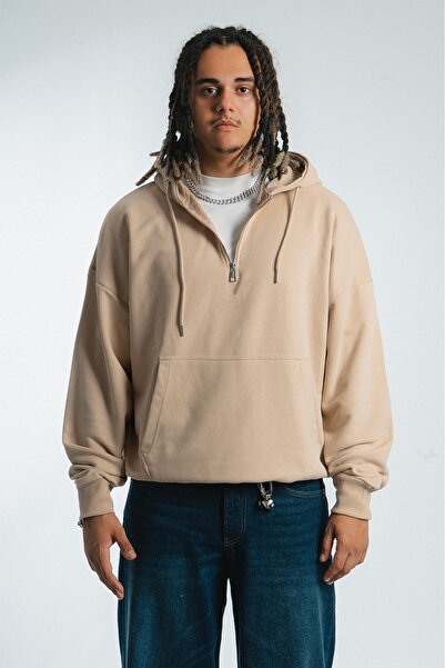 No Future Street Style Half Zip Oversize Erkek Hoodie NF0336BJ