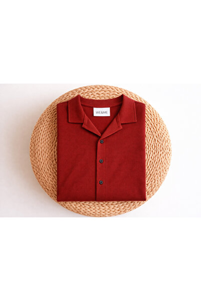 WE AND ME Men's Short Sleeve Polo Neck Buttoned Shirt Slim Fit Casual Knitwea...