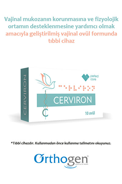 Orthogen Cerviron Vajinal Ovül 10’lu | Nemlendirici ve Mukozal Bariyer Destek...
