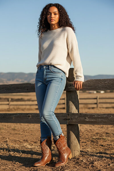 MelAlp Kadın Nakışlı Kovboy Çizme