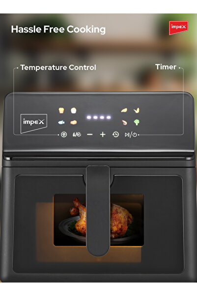 IMPEX مقلاة هوائية رقمية AF4309 مع نافذة عرض و8 إعدادات مسبقة (9 لتر، 1800 واط، أسود)