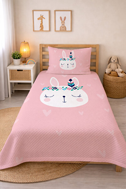 Evmila Tavşan Desenli Bebek Ve Çocuk Baskılı Tek Kişilik Pike Takımı 160x230 ...