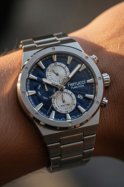 Ferrucci Erkek Çelik Kordon Spor Kol Saati Çelik Kasa İç Fonksiyonlar Aktif S...