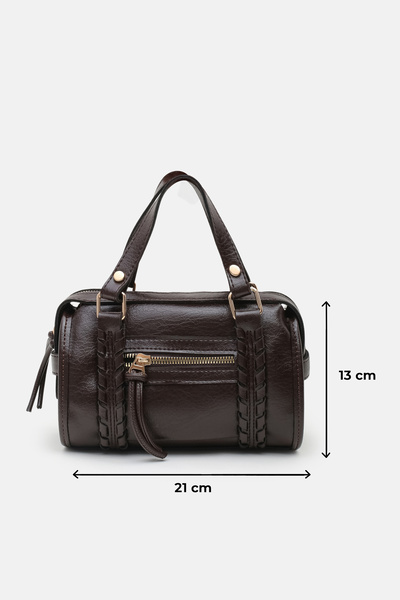Women's Brown Wrinkle Leather Casual Style Hand, Crossbody & Shoulder Bag
