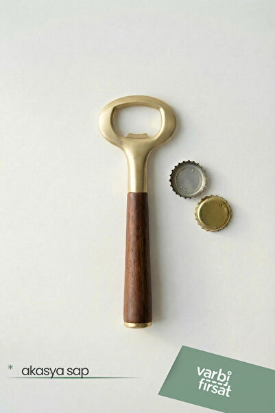Varbifırsat Acacia Handle Gold Bottle Opener
