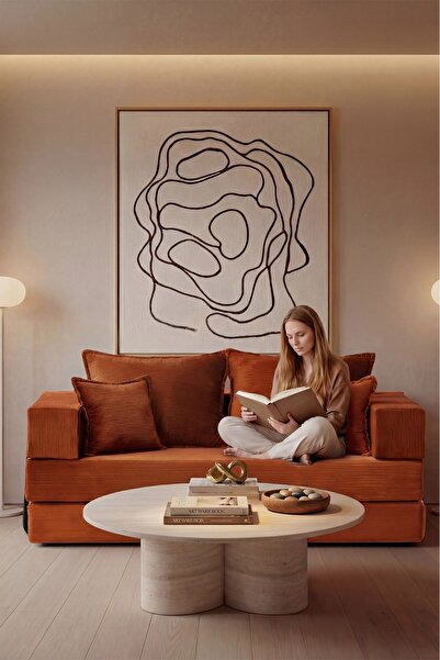 Huga Mobilya Zara Kanepe, Fitilli Kadife, Yatak Olabilen, Tamamen Fermuarlı, ...