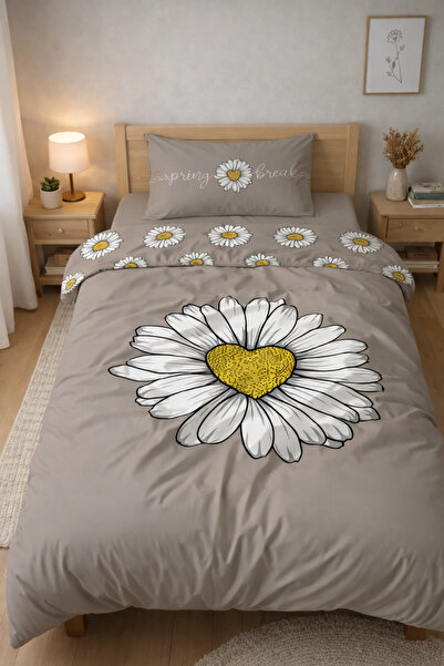 Evmila Model margaretă pe două fețe - Set de lenjerie de pat de o persoană im...