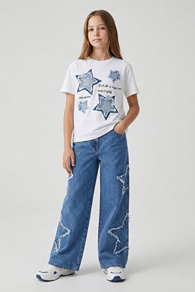 Blue Moon's Kids DMB GIRLS Kız Çocuk Yıldız Detaylı Kot Pantolon 9-14 Yaş