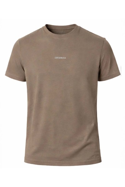 Erkek Tişört Bisiklet Yakalı Flamlı Modal Vizon T-Shirt