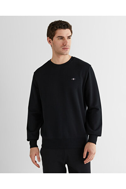 Gant Erkek Siyah Regular Fit Bisiklet Yaka Sweatshirt