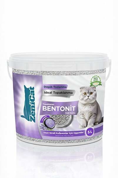 ZeniCat Lavantalı Gri Aktif Karbonlu Bentonit Kedi Kumu 5 Lt – Güçlü Topaklan...