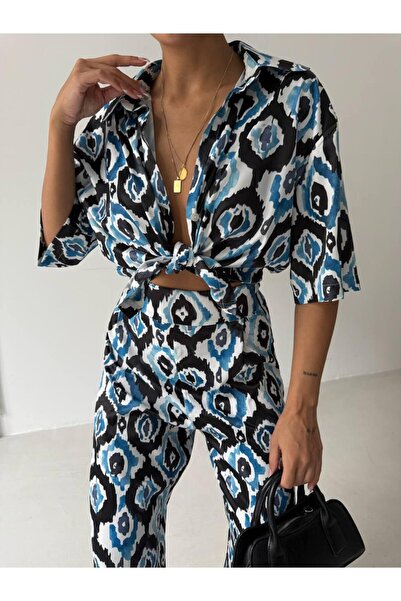 Güneş Комплект з сатинової сорочки та брюк з візерунком