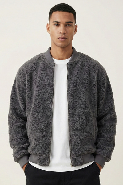 GENIUS STORE Ανδρικό παλτό με βελούδινη επένδυση, υπερμεγέθης, φαρδιά γραμμή,...