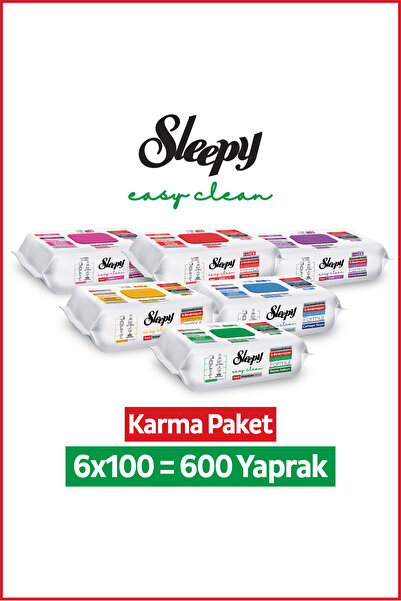 Sleepy Easy Clean Premium + Çiçek Serisi Yüzey Temizlik Havlusu Mendili 6x100...