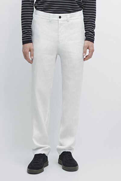 Massimo Dutti Elastik belli %100 keten pantolon