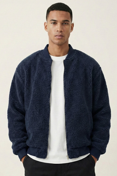 GENIUS STORE Ανδρικό παλτό με βελούδινη επένδυση, υπερμεγέθης, φαρδιά γραμμή,...