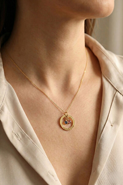 Modafadır 925 Ayar Gümüş Kişiye Özel İsimli ve Doğum Taşlı Eş Sevgili 14 Ayar...